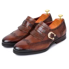 7 CM / 2.76 Inches CMR CHAMARIPA Dress Elevator Shoes For Men - Wingtip Brogue Kiltie Monk Strap - Brown