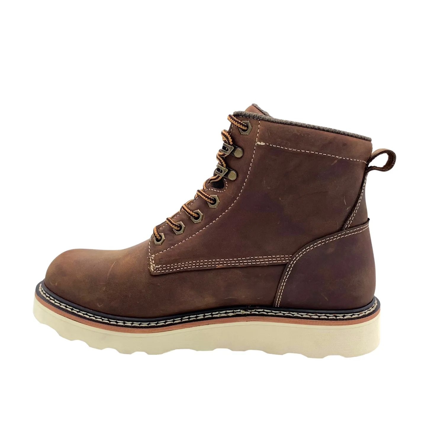 AdTec Mens Meadow 6in Round Toe Brown Leather Work Boots