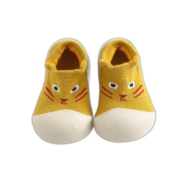 Animal Sock Shoes - Yellow Small Cat