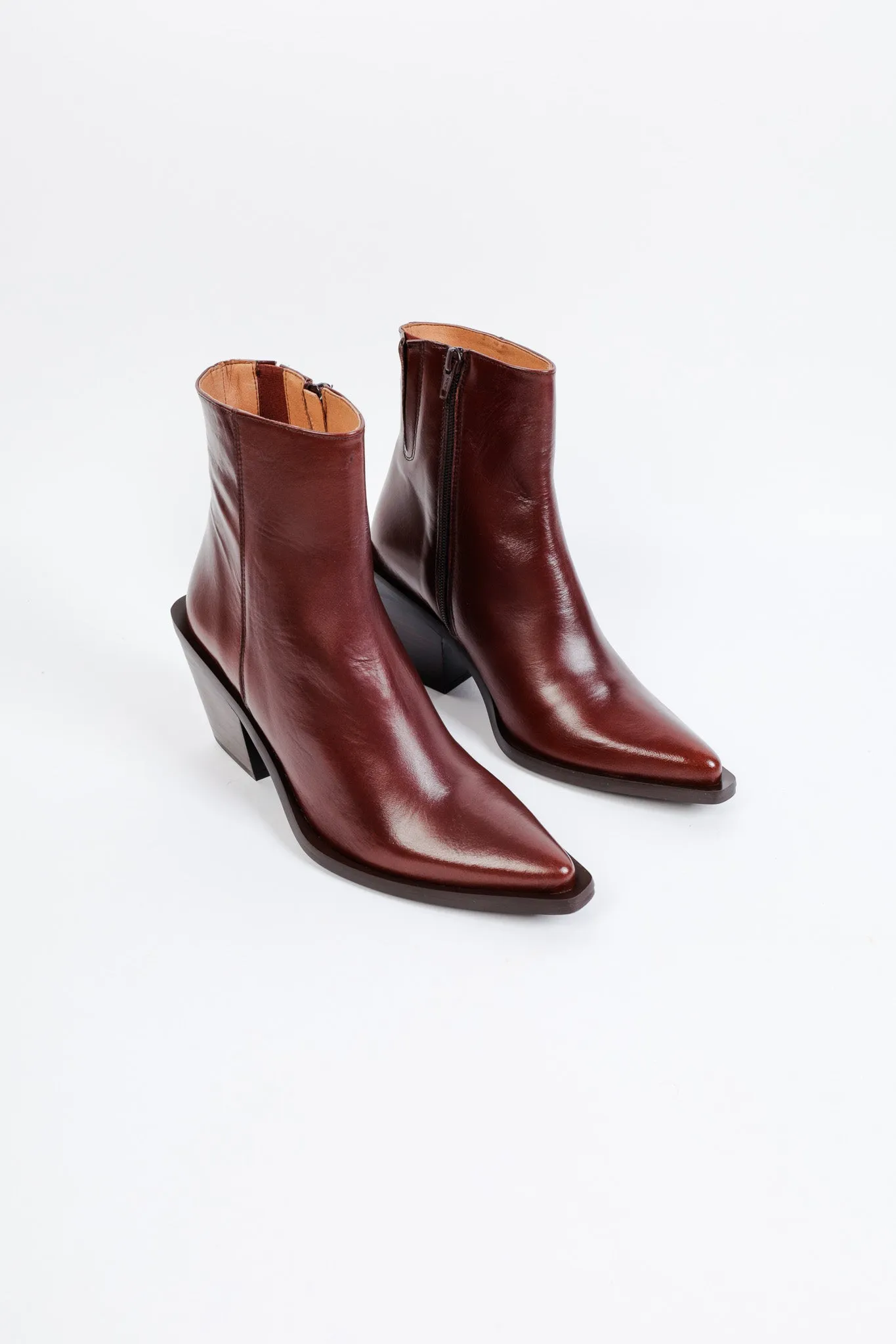 AURA MOKA - Cowboy Ankle Boots with Mid-Block Heel