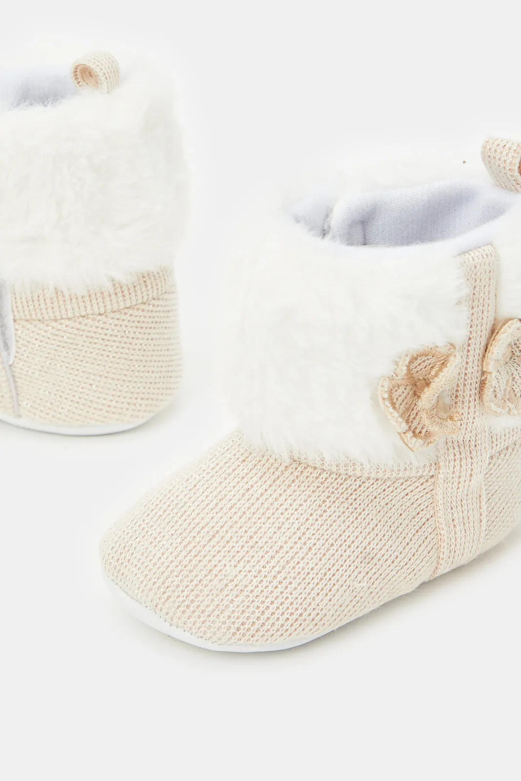 Babies Cream Floral Booties