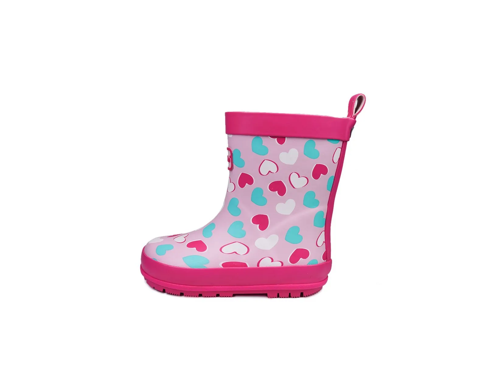 BELLE - Girls' Pink Love Heart Printed Rain Boots