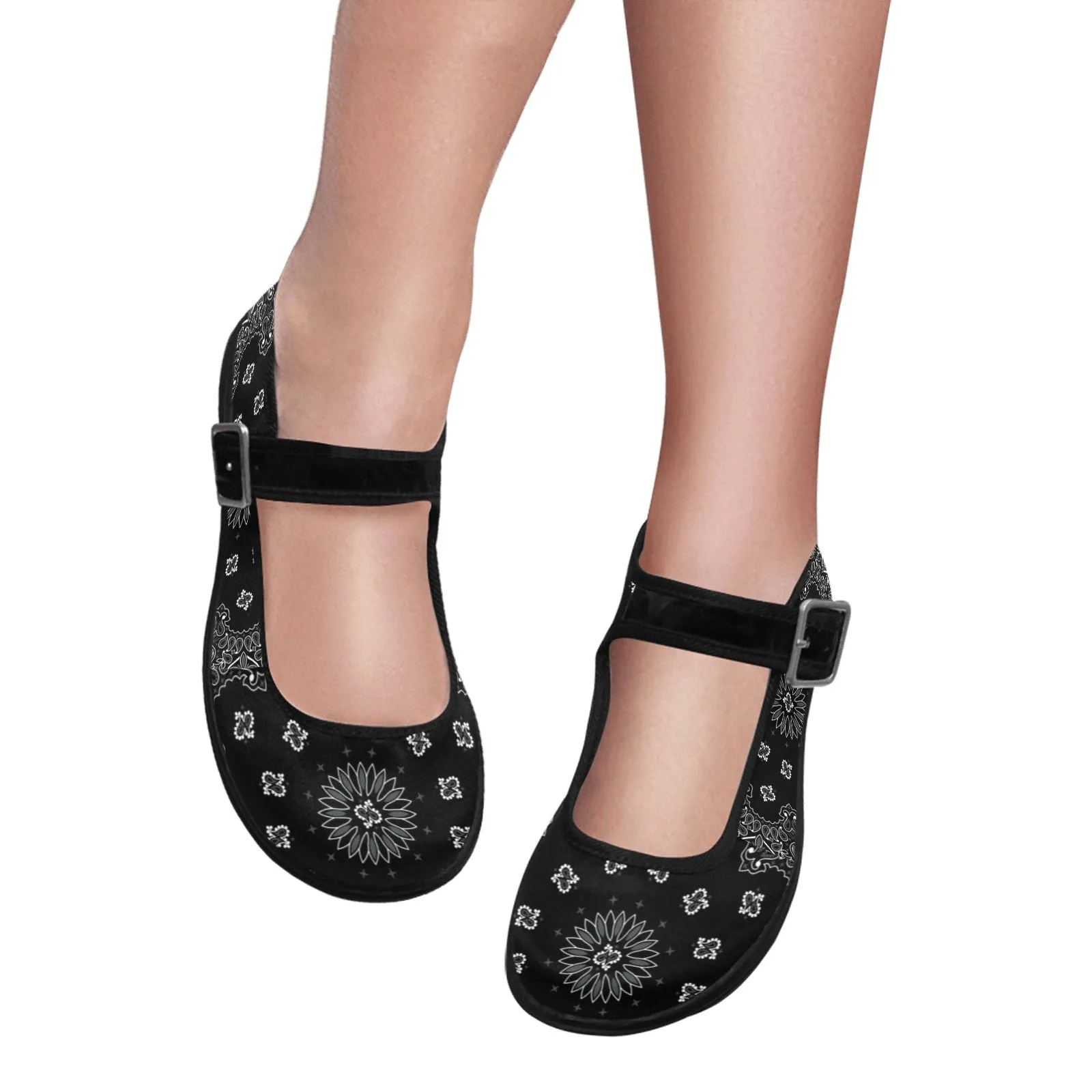 black bandana Mila Satin Women's Mary Jane Shoes (Model 4808)