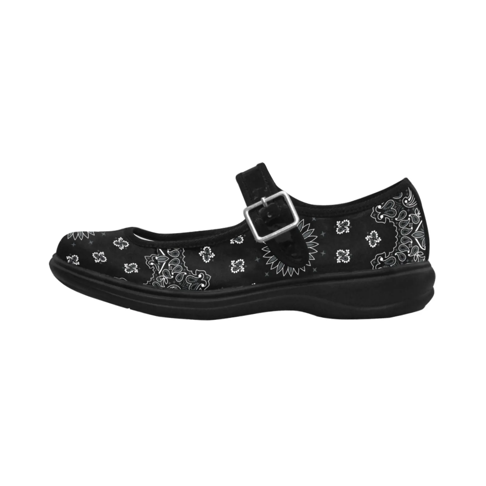 black bandana Mila Satin Women's Mary Jane Shoes (Model 4808)