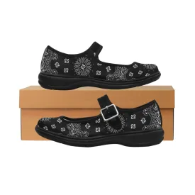 black bandana Mila Satin Women's Mary Jane Shoes (Model 4808)