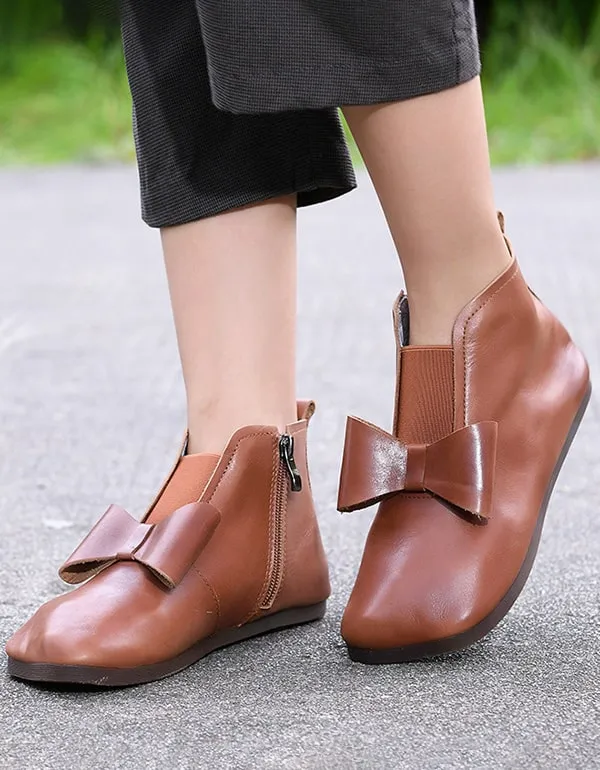 Bowknot Handmade Comfortable Retro Flat Boots