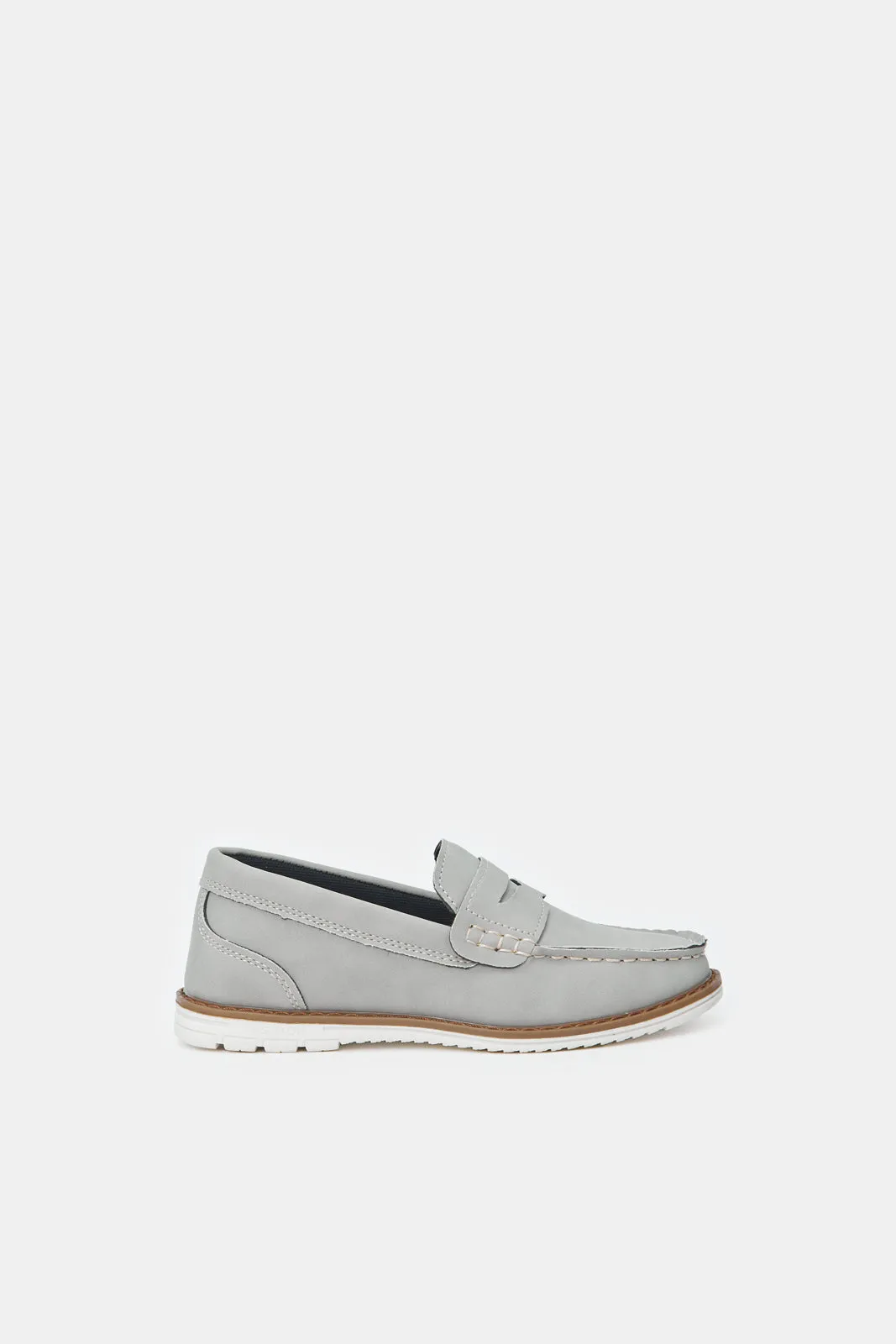 Boys Grey Penny Loafer