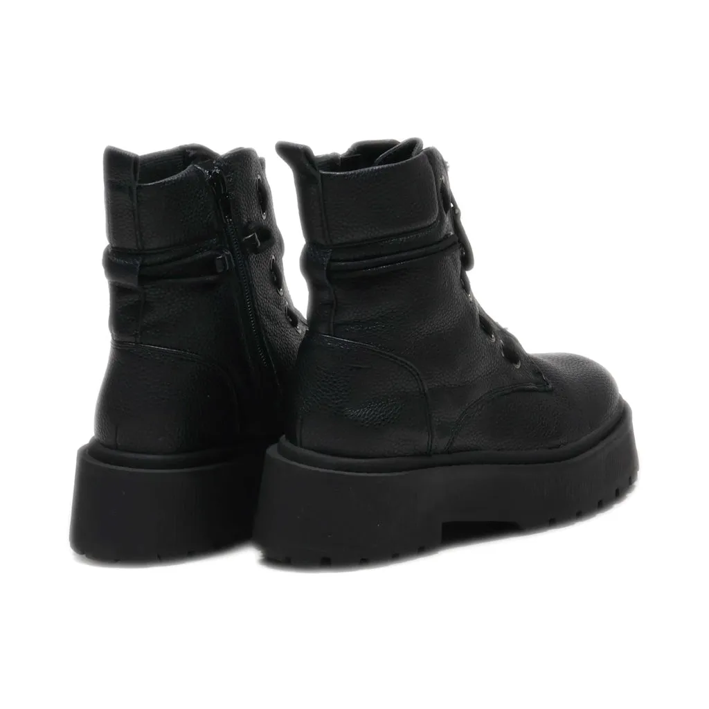 Catwalk Mid-Calf Pu Leather Black Colour For Women