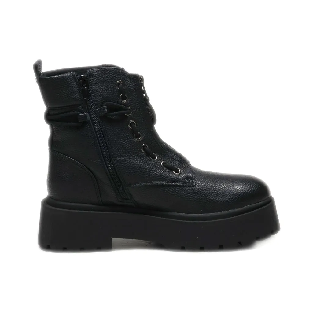 Catwalk Mid-Calf Pu Leather Black Colour For Women