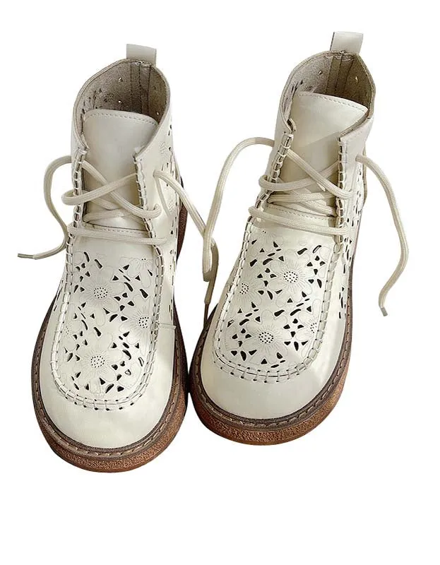 Comfortable Lace-up Hollow Retro Boots