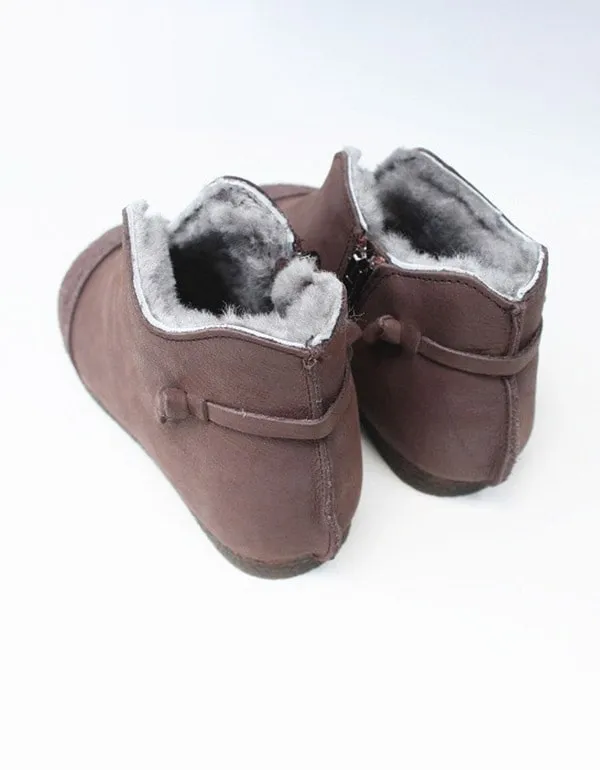 Comfortable Retro Leather Winter Boots with Fur