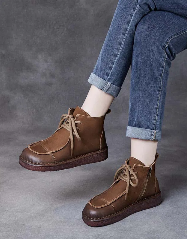 Comfortable Suede Round Toe Handmade Retro Boots