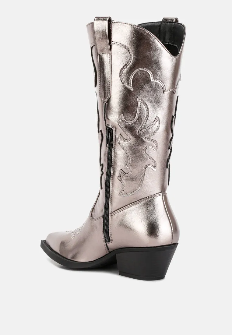 Cowby Metallic Faux Leather Cowboy Boots