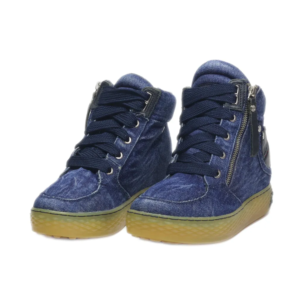 Diesel Ankle Boots Canvas Blue Colour For Women