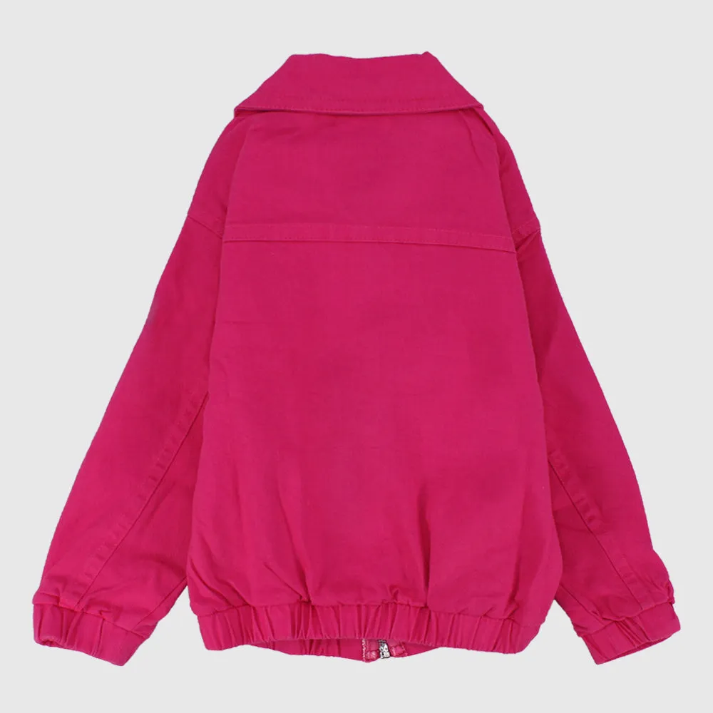 Fuchsia Long-Sleeved Gabardine Jacket