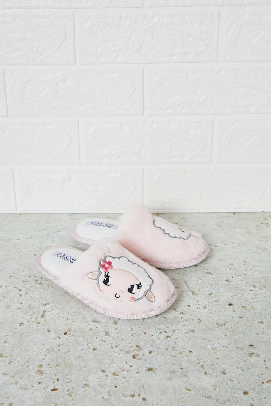 Girls Pink Sheep Face Slipper