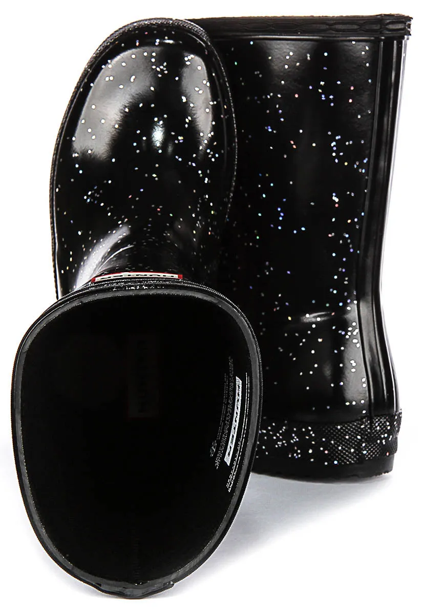 Hunter Kids First Glitter In Black Shiny For Infants