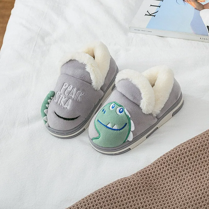 Kids Girls Winter Slippers Boys Cartoon  Cotton Home Slippers Children's Plush Indoor Warm Shoes Flip Flop  SWB011