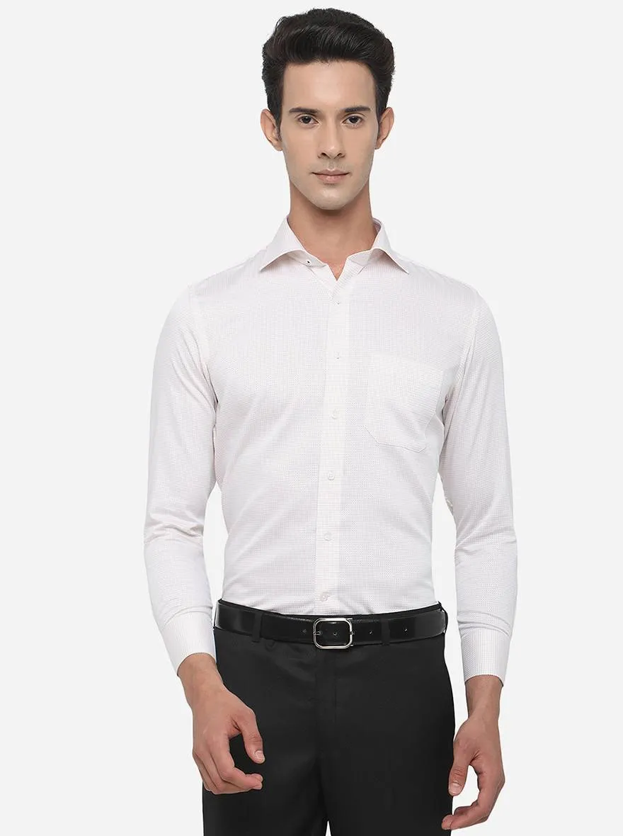 Light Pink Checked Slim Fit Formal Shirt | Metal