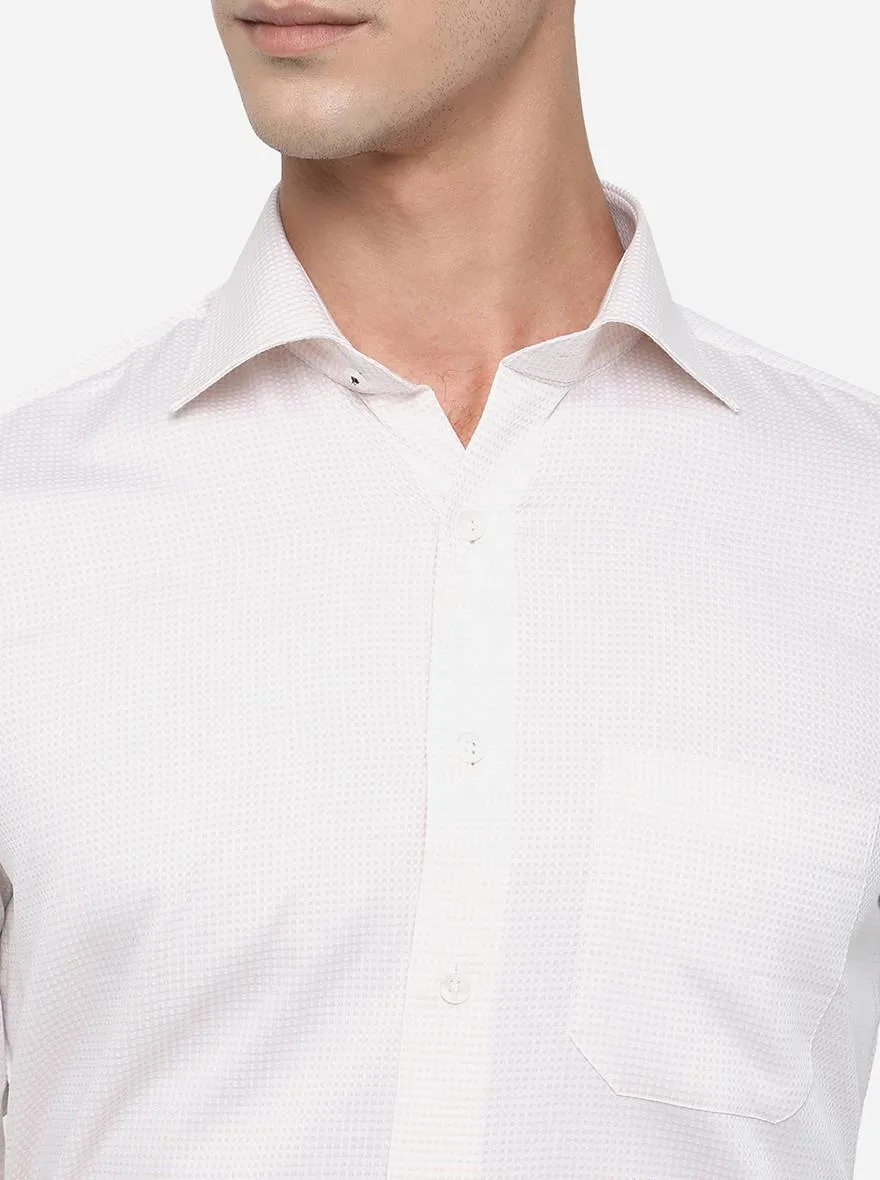 Light Pink Checked Slim Fit Formal Shirt | Metal