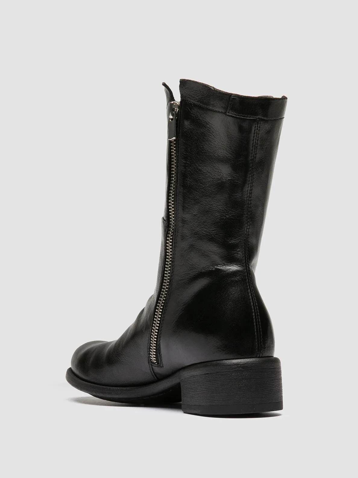 LIS 002 - Black Leather Zipped Boots