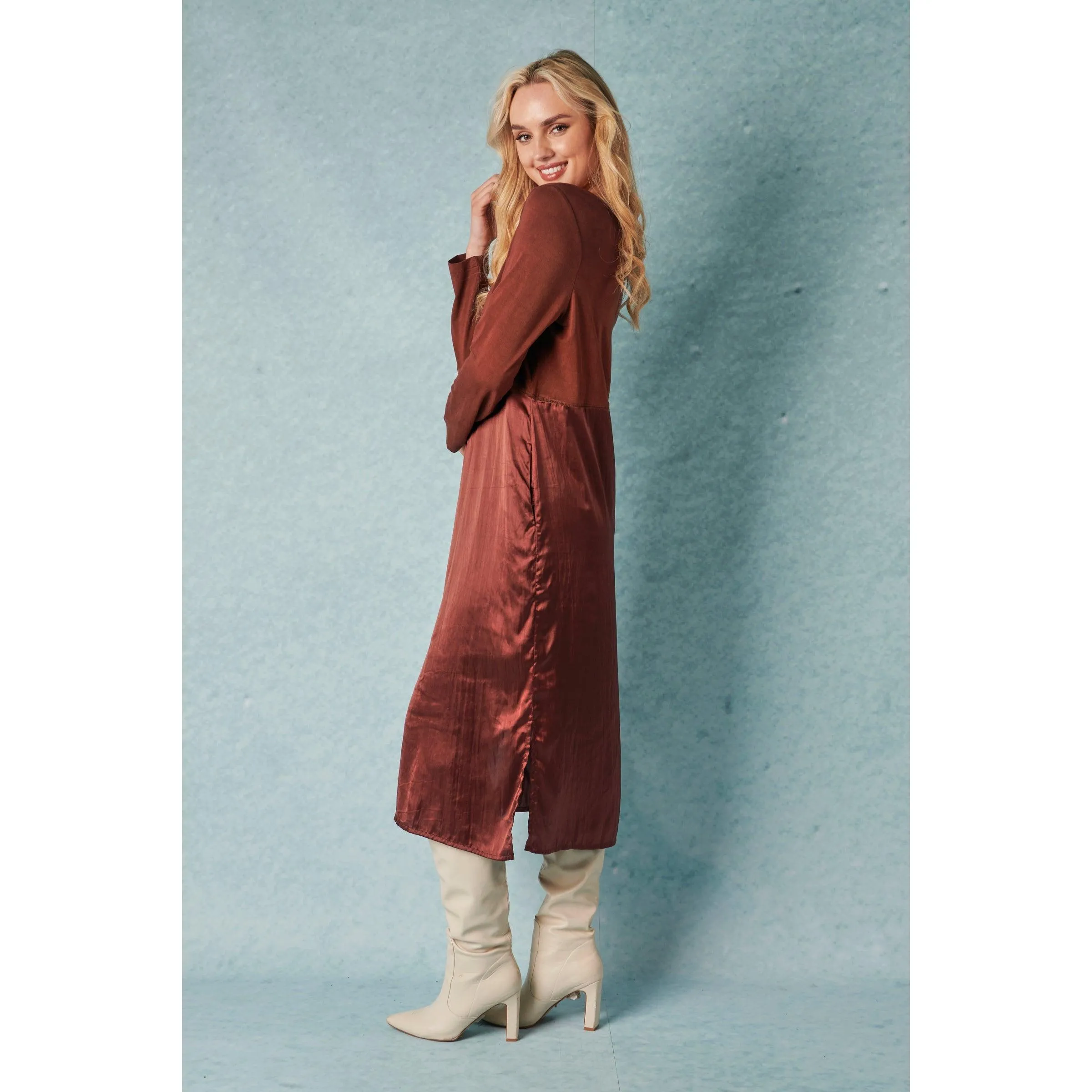 Long Sleeve Midi Dress - Dark Chocolate