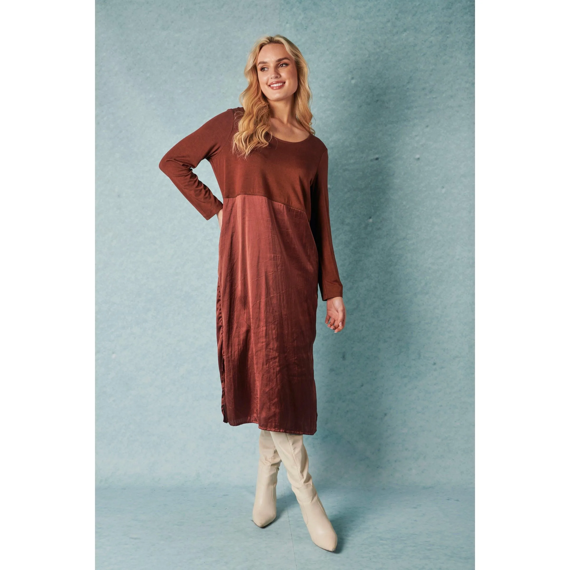 Long Sleeve Midi Dress - Dark Chocolate