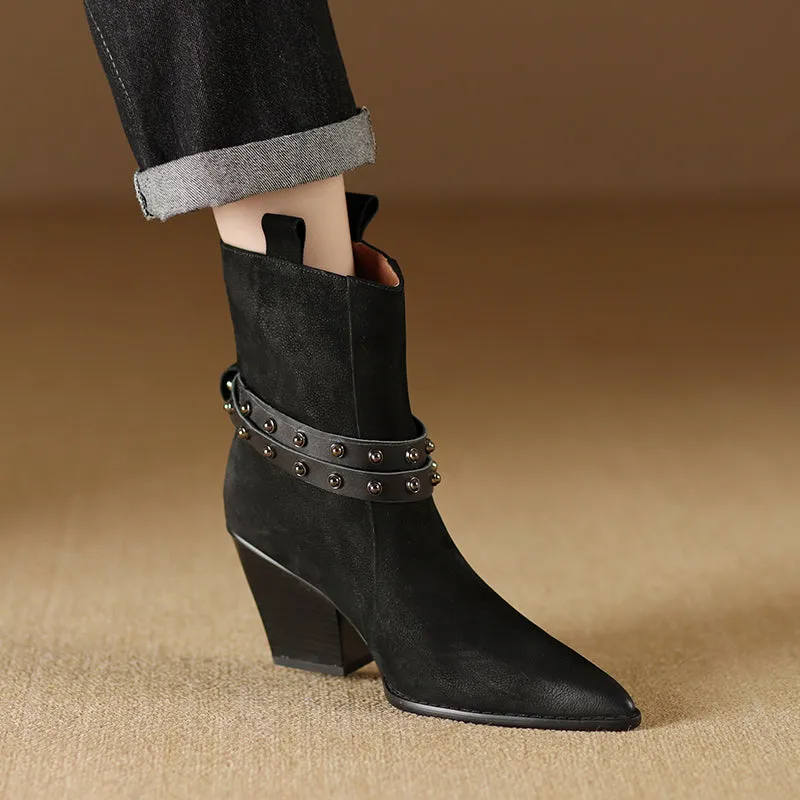 LuxLeather Western Pointed Toe Boots