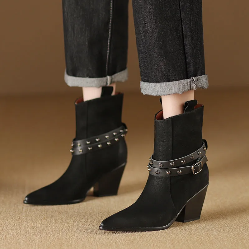 LuxLeather Western Pointed Toe Boots