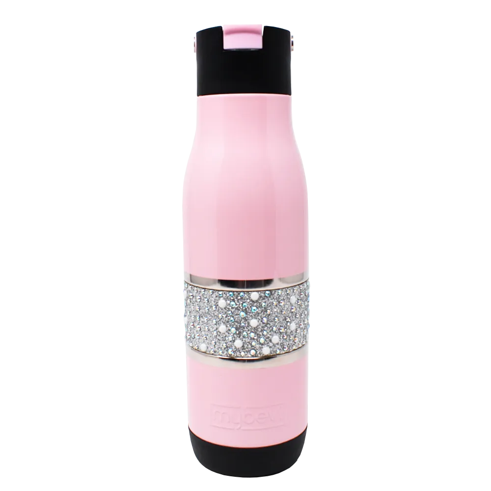 MyBevi Hollywood Sport Hydration Bottle 20 oz | Rhinestones Bling Water Bottle - Customizable