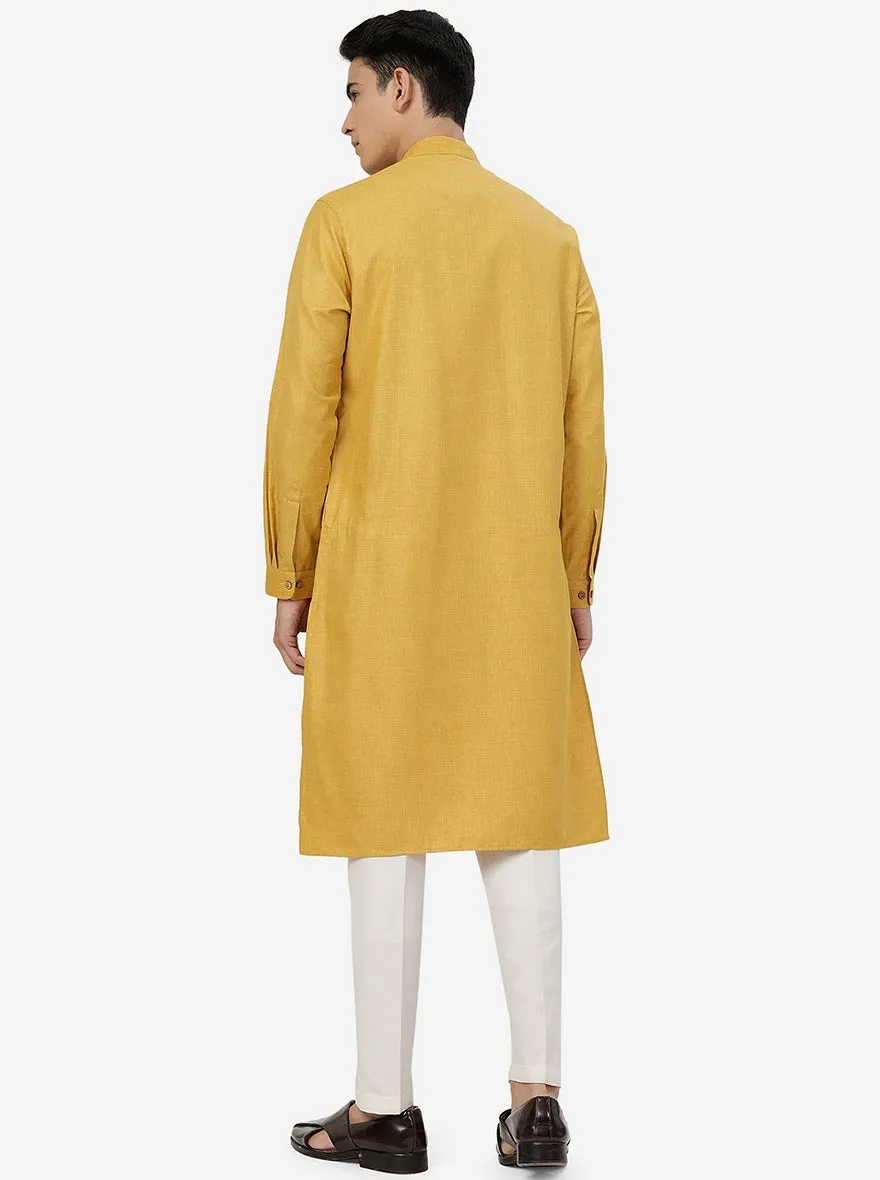 Oche Yellow Solid Regular Fit Modi Kurta | JadeBlue