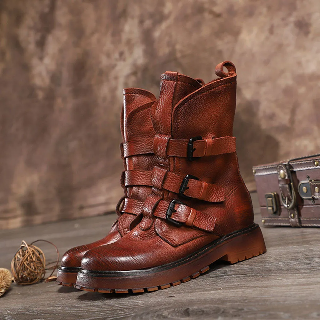 Real Leather Buckles Comfortable Winter Boots