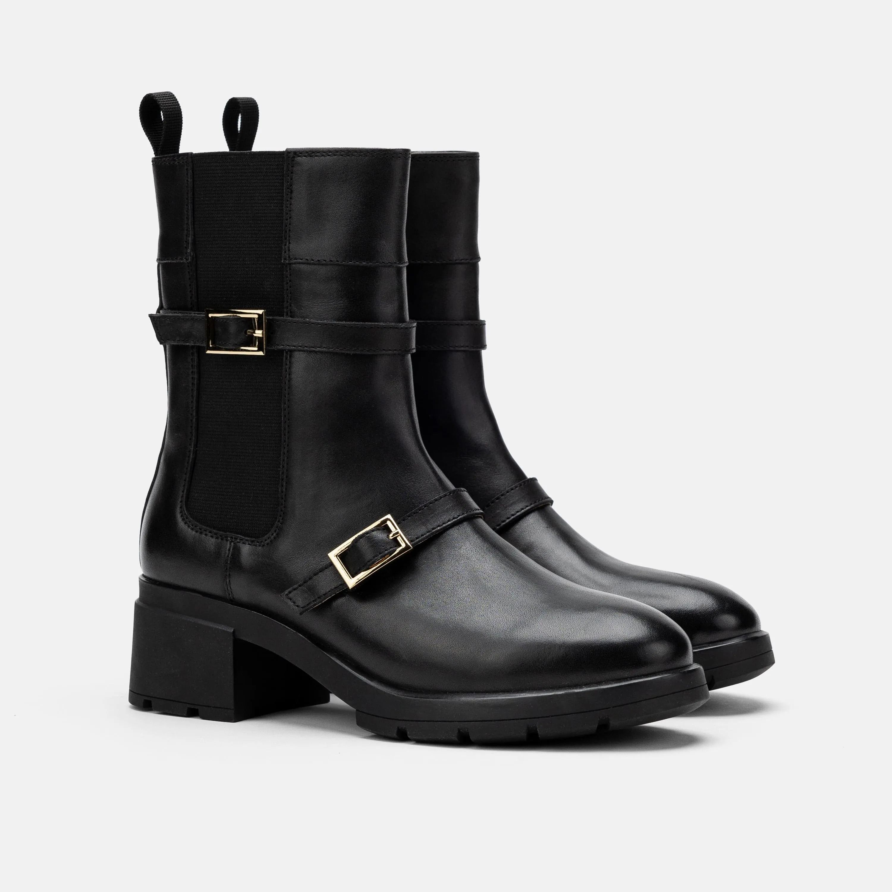 Riley Black Leather High Heel Chelsea Boots