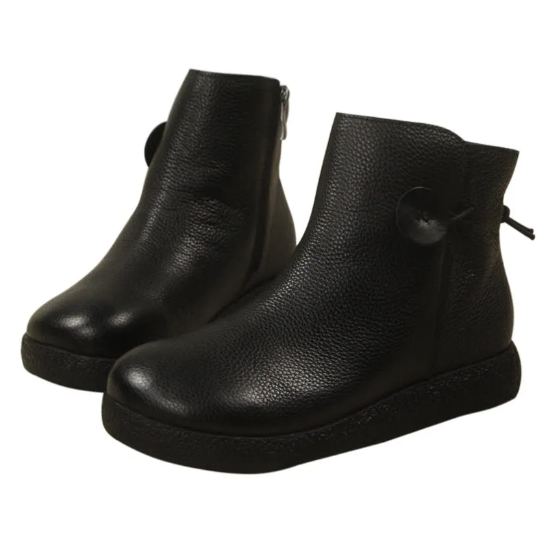 SALE Retro Leather Comfortable Winter Boots Black