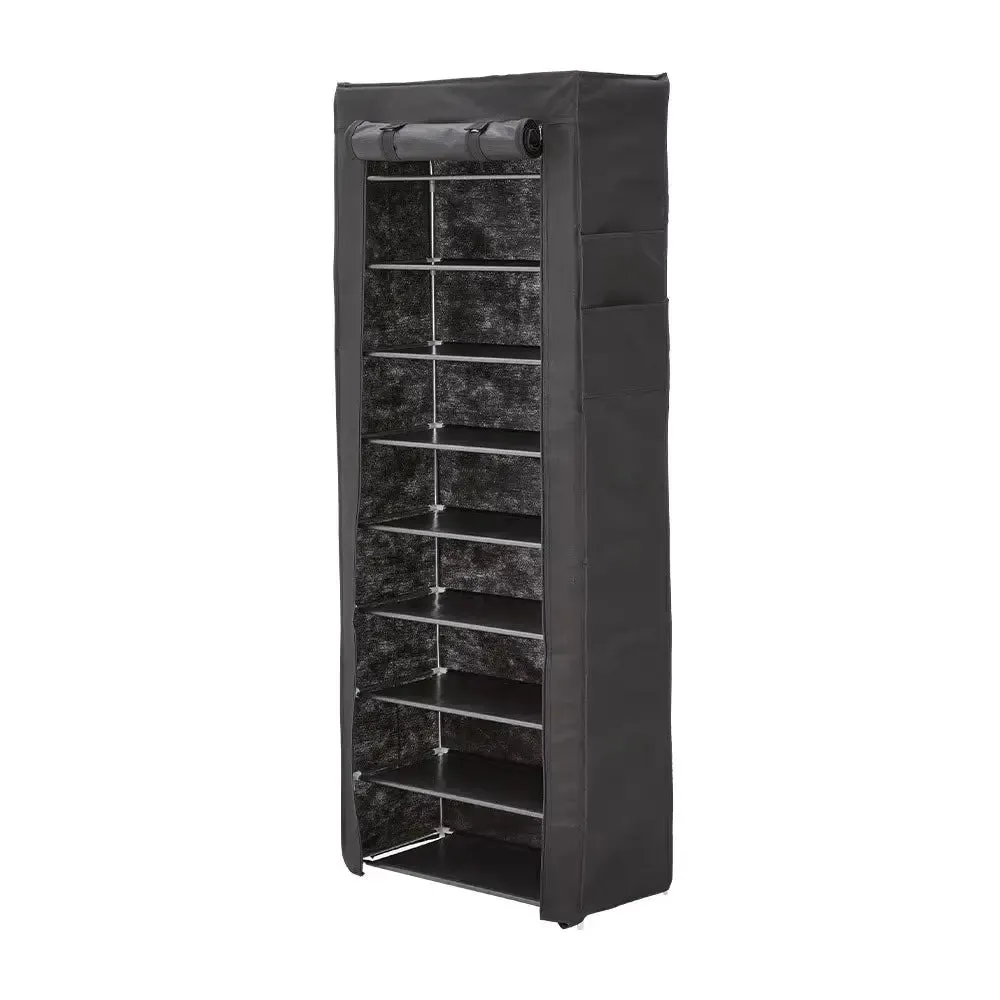 shoe cabinet 10-Tier Shoe Cabinet with Roll-Up Door Space Saving Shoe Shelf Plastic Shoes Cabinet Organizer Shelf