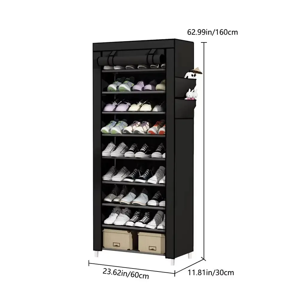 shoe cabinet 10-Tier Shoe Cabinet with Roll-Up Door Space Saving Shoe Shelf Plastic Shoes Cabinet Organizer Shelf