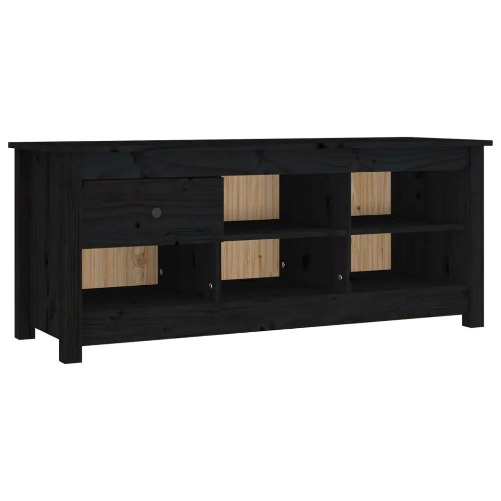 Shoe Cabinet Black 110x38x45.5 cm Solid Wood Pine