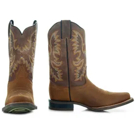 Soto Boots Men's Leather Square Toe Cowboy Boots H4005