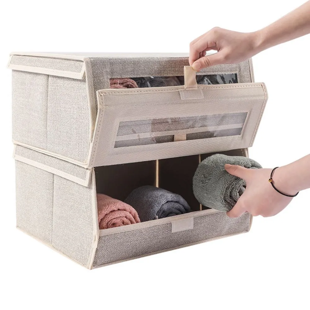 Stackable Storage Box with Window Zipper & Lid (37*32*17 cm)