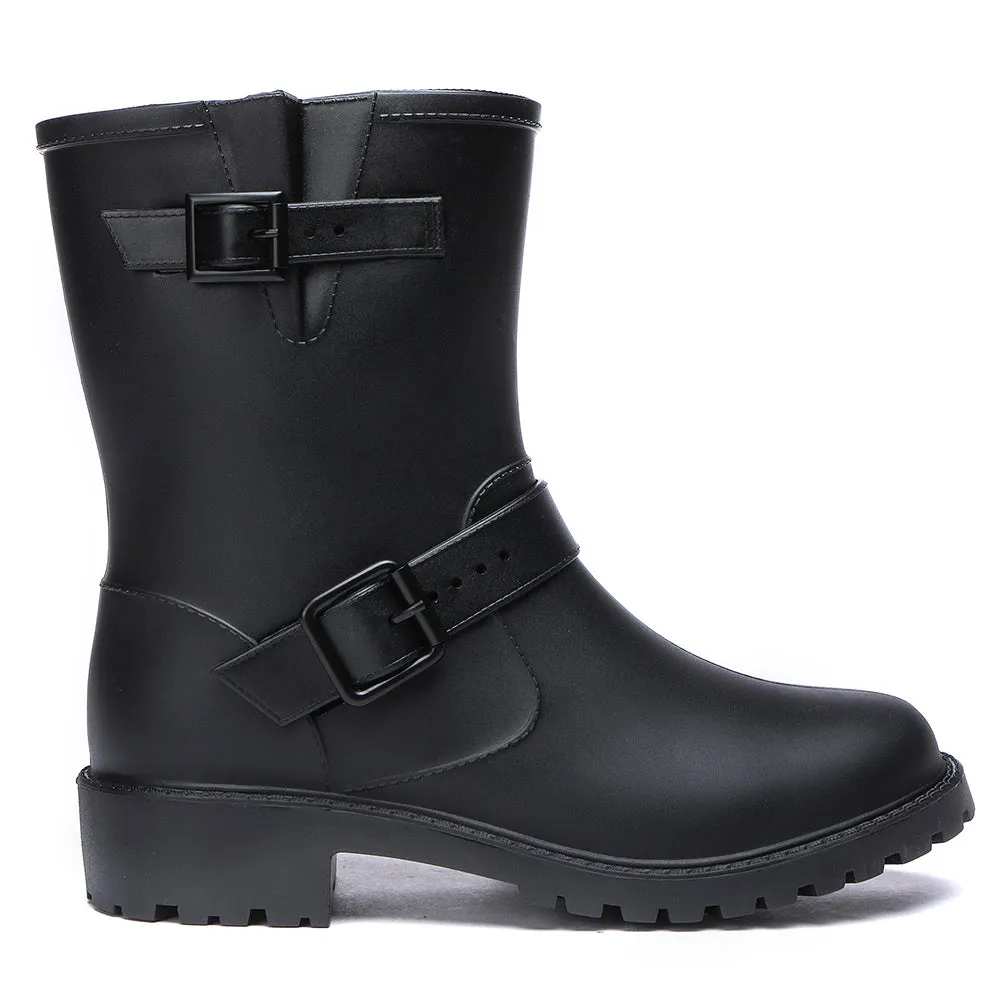 TARRAMARRA Black Rainboots, Gumboots Women Mid Calf With Wool Insole #TA4049