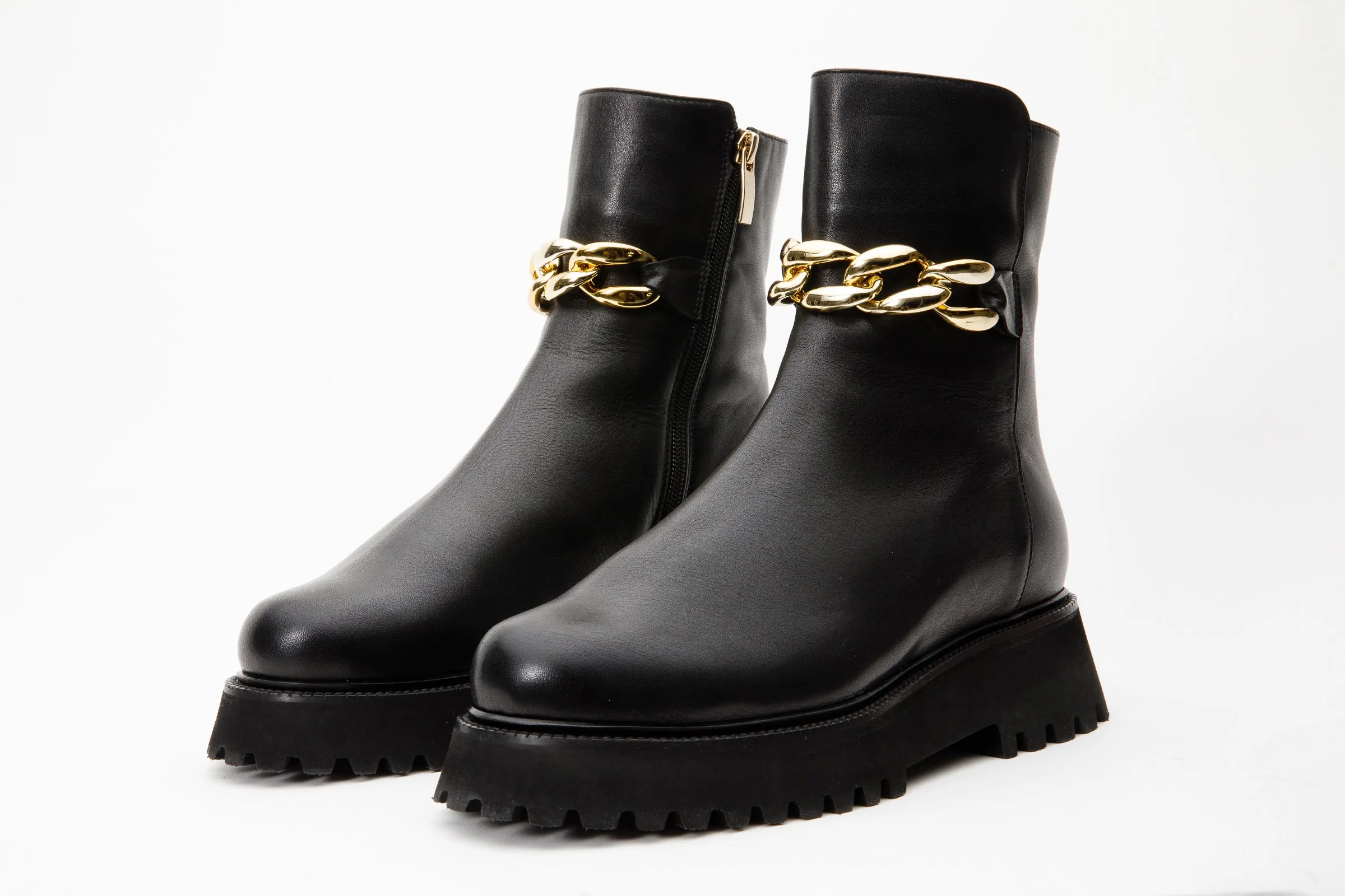 The Nassau Black Leather Ankle Women Boot