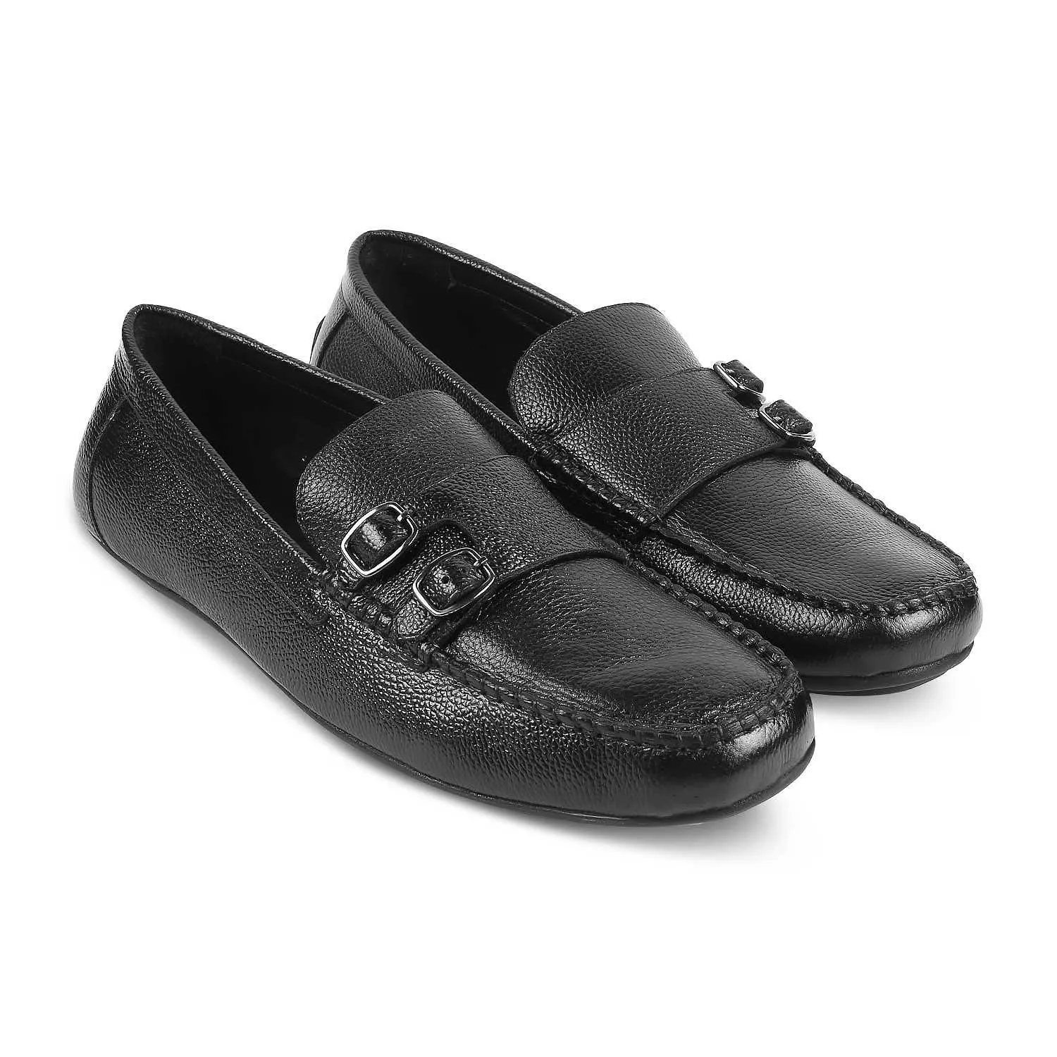 The Roby Black Men's Double Monk Shoes Tresmode