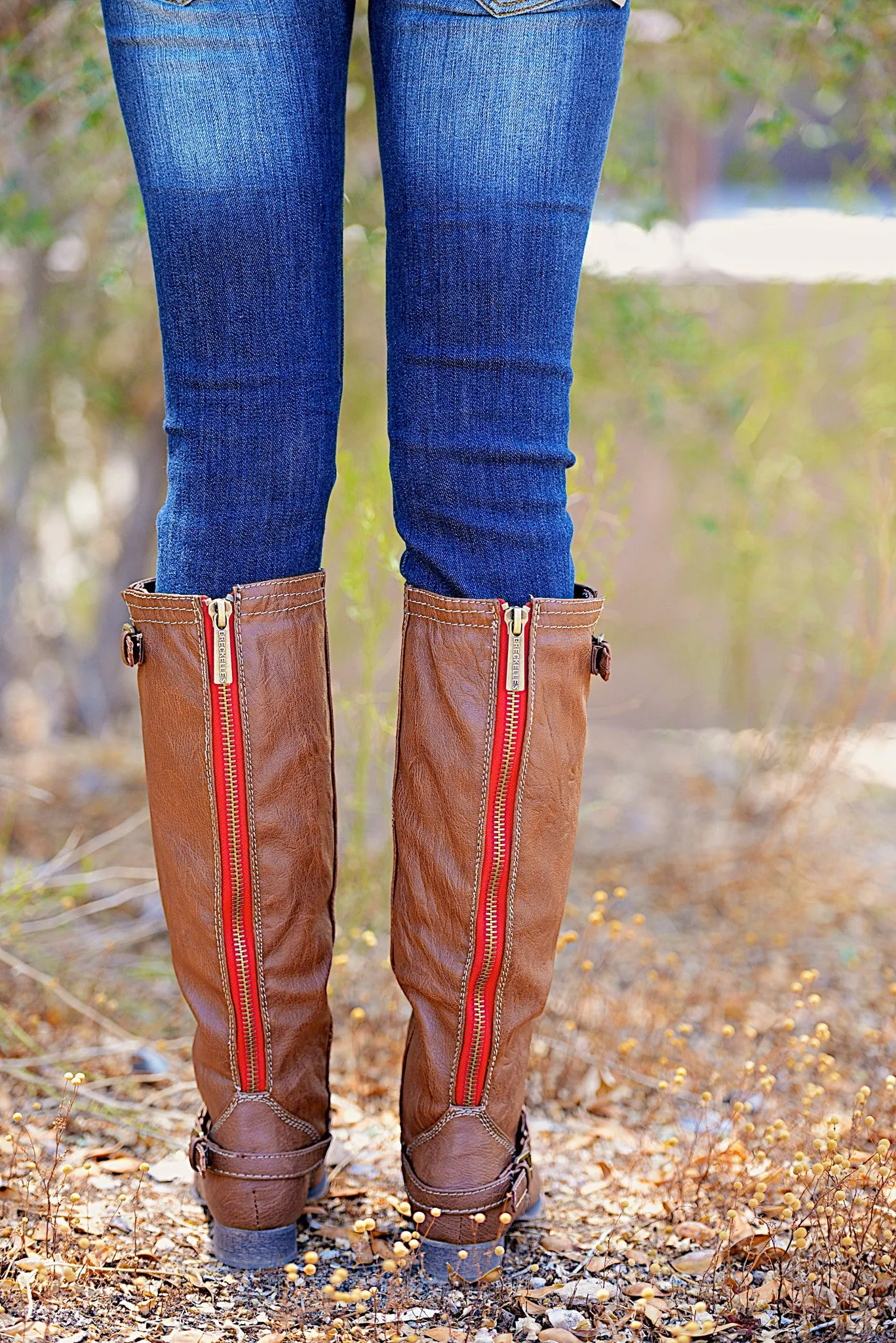 To Die For Tan Boots - Red Zipper