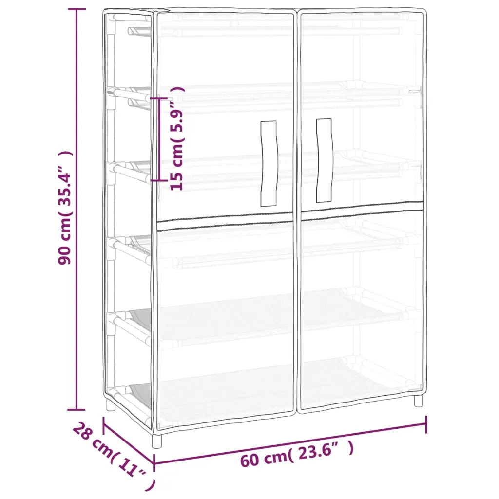 vidaXL Shoe Cabinet Cream 60x28x90 cm Fabric