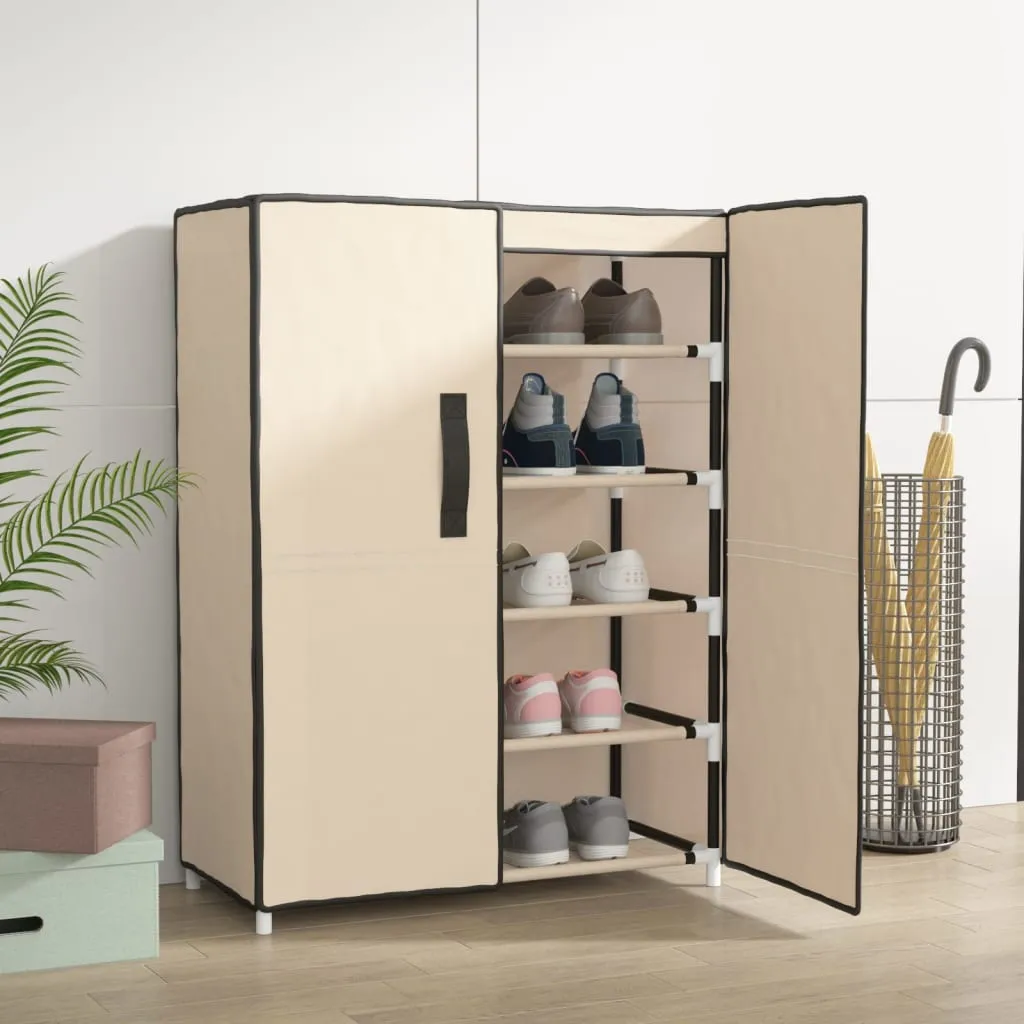 vidaXL Shoe Cabinet Cream 60x28x90 cm Fabric