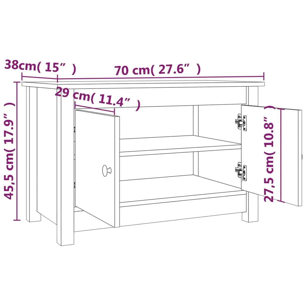 vidaXL Shoe Cabinet Grey 70x38x45.5 cm Solid Wood Pine