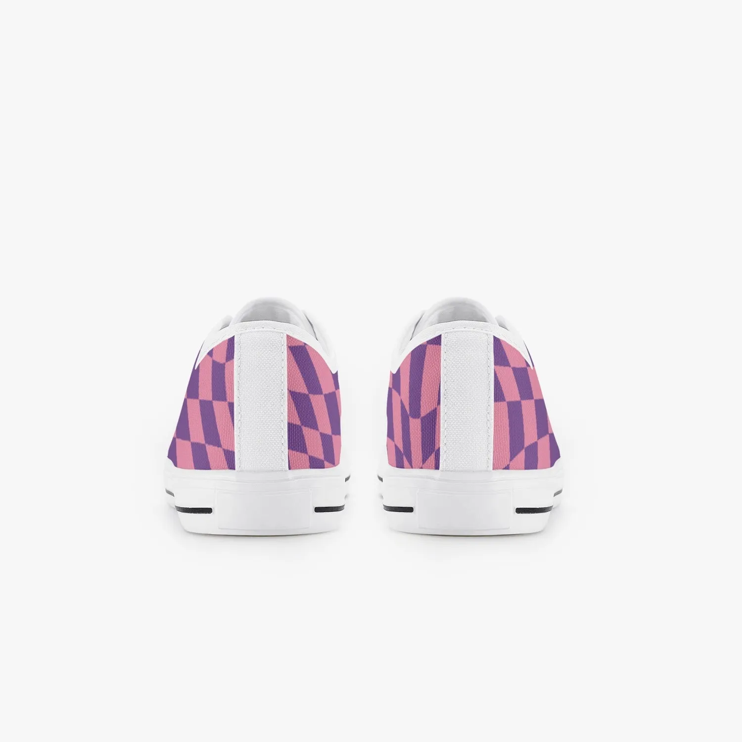 Wavy Checkerboard Pink and Purple Kid’s Low-Top Canvas Shoes, Kid's Sneakers, Trendy shoes for kids