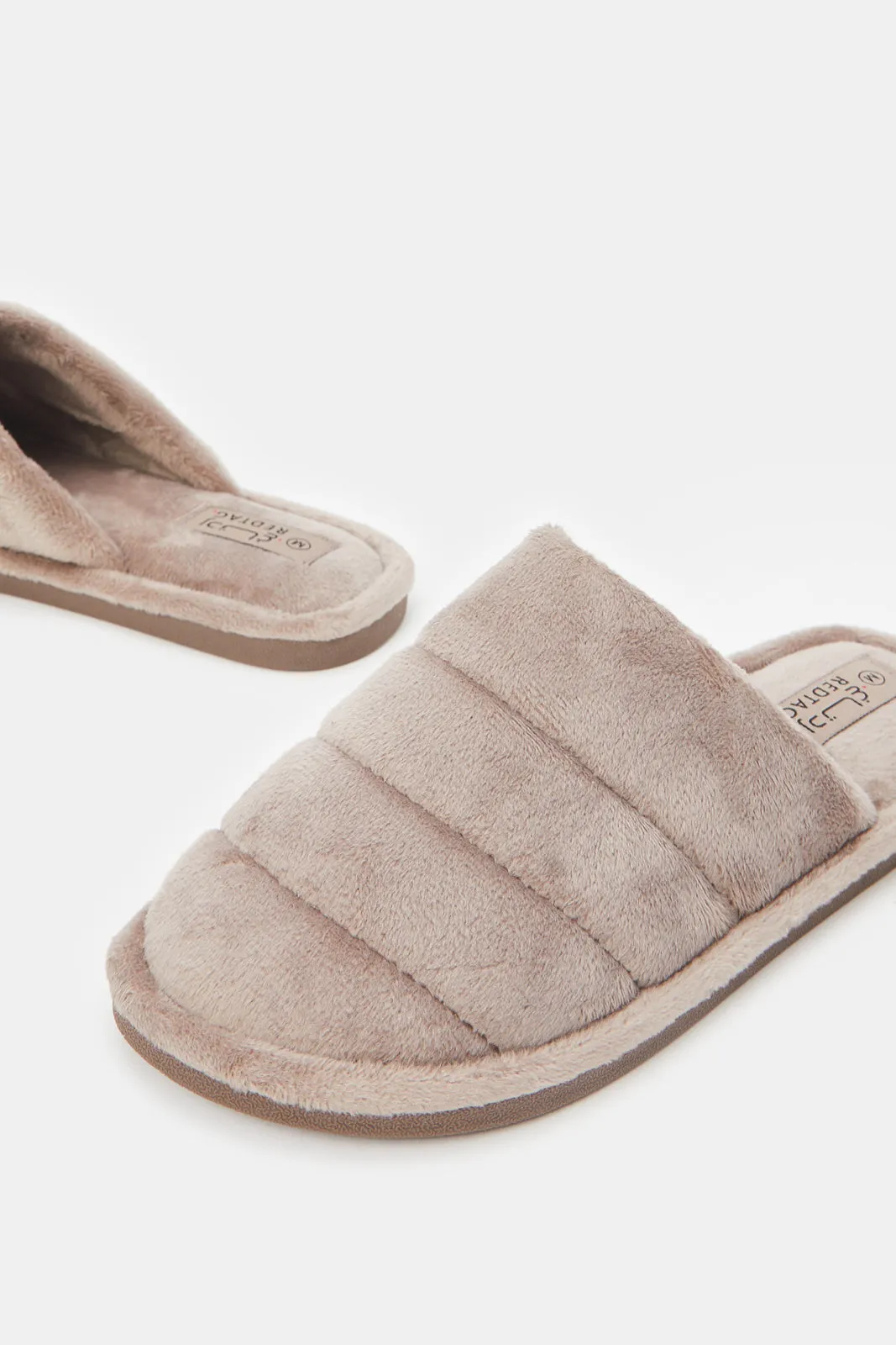 Women Taupe Closed Toe Slippers