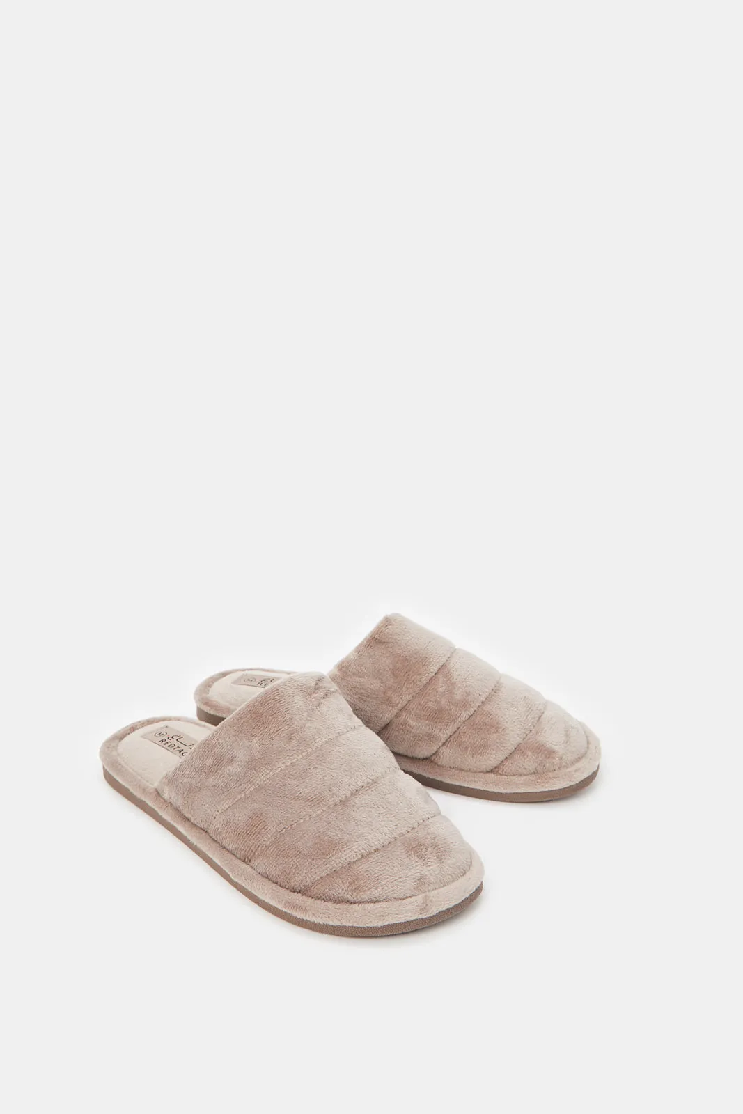 Women Taupe Closed Toe Slippers