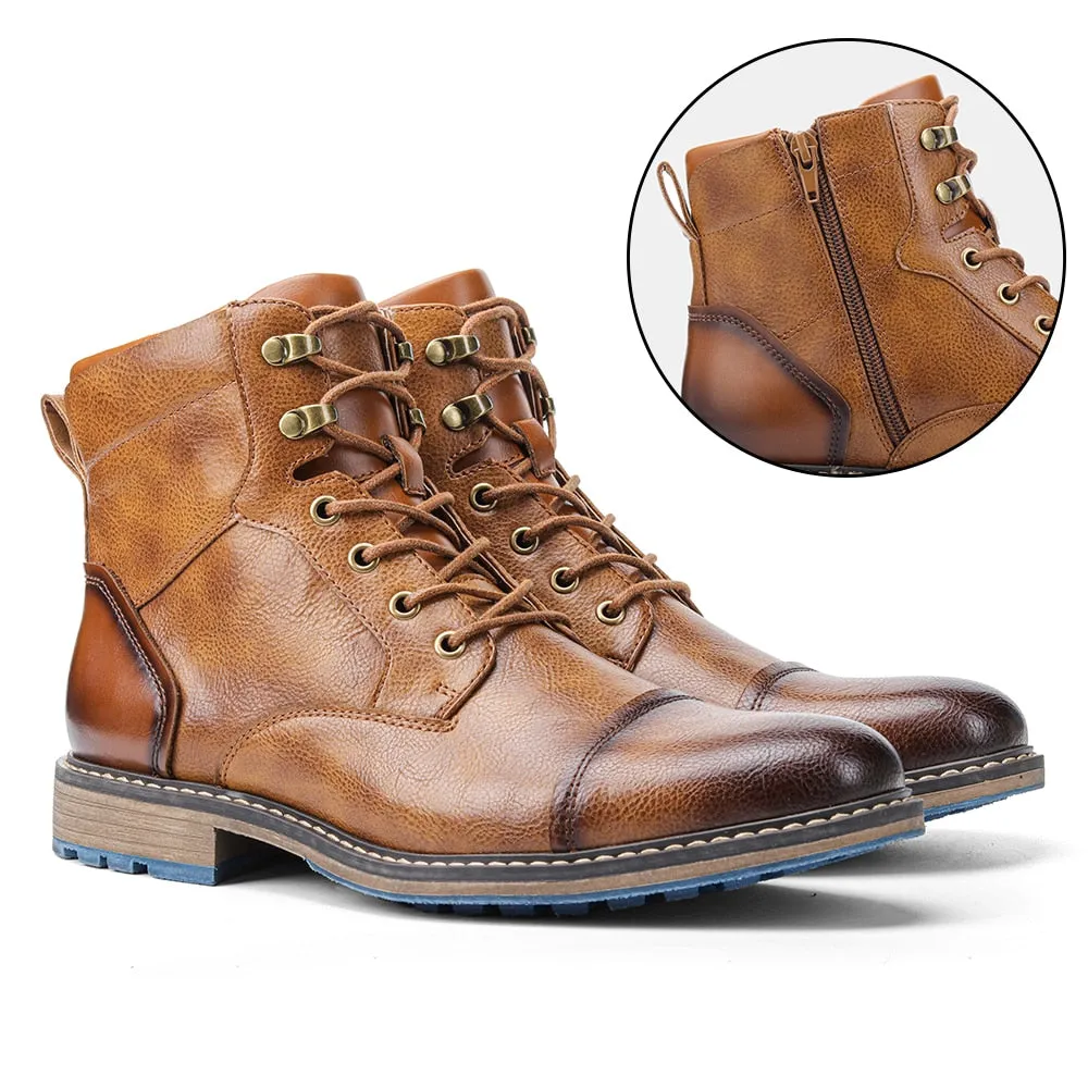 Yeknu Ankle Boots Brand Zipper Comfortable Top Quality Fashion Men Boots #Al622